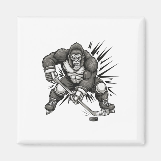 Bigfoot Player Playing Hockey Funny Sasquatch Ice  Magnet (Vorne)