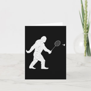 Bigfoot Playing Badminton Shuttle Funny Badminton Karte
