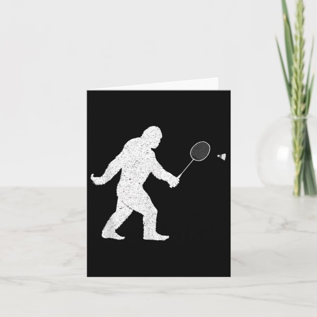 Bigfoot Playing Badminton Shuttle Funny Badminton Karte (Vorderseite)