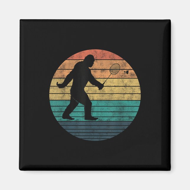 Bigfoot Playing Badminton Shuttle Funny Badminton Magnet (Vorne)