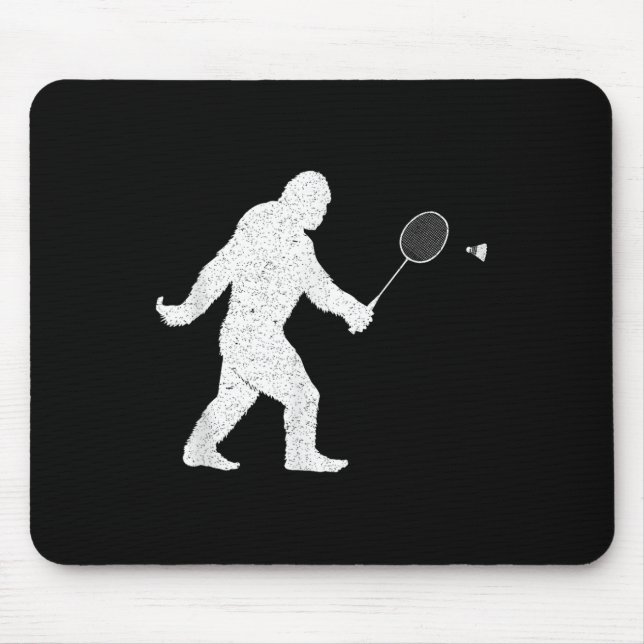 Bigfoot Playing Badminton Shuttle Funny Badminton Mousepad (Vorne)