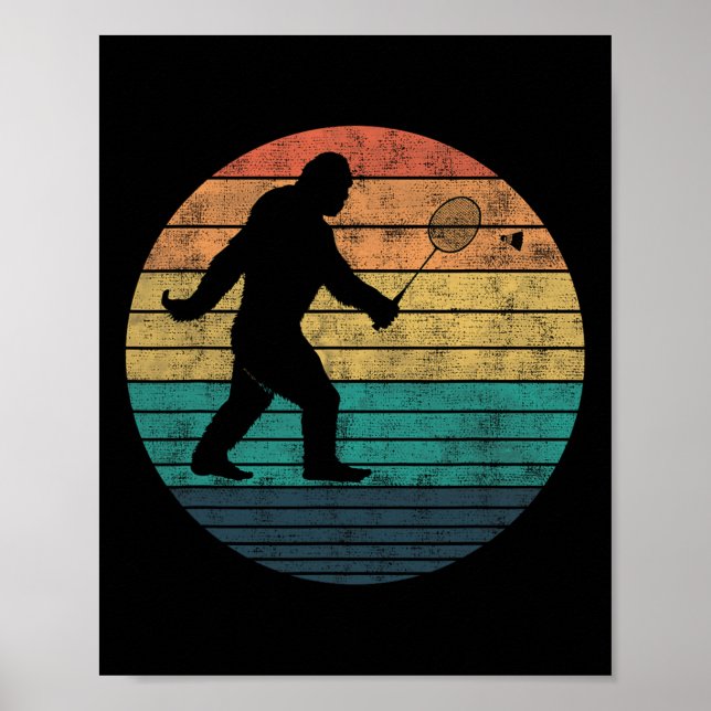 Bigfoot Playing Badminton Shuttle Funny Badminton Poster (Vorne)