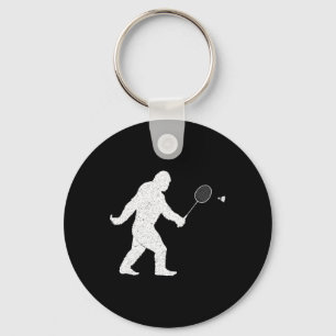 Bigfoot Playing Badminton Shuttle Funny Badminton Schlüsselanhänger