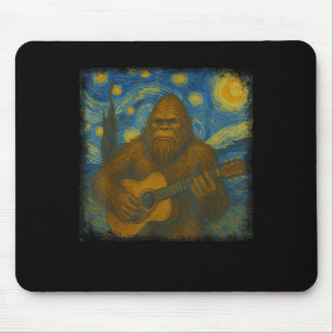 Bigfoot Playing Gitarre Van Gogh Starry Night Styl Mousepad