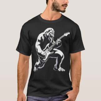 Bigfoot Playing Guitar Rock And Roll Music Band Sa T-Shirt