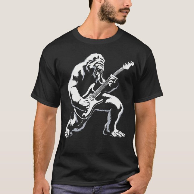 Bigfoot Playing Guitar Rock And Roll Music Band Sa T-Shirt (Vorderseite)