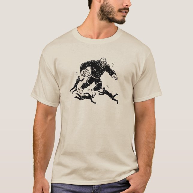 Bigfoot playing Underwater Rugby T-Shirt (Vorderseite)