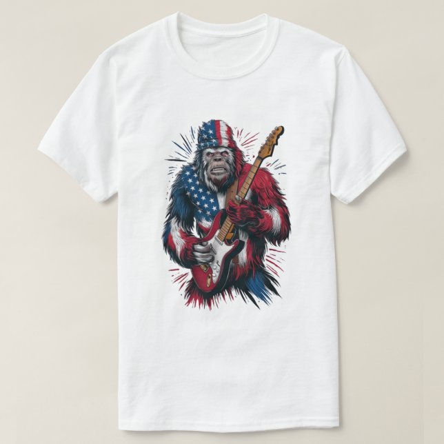Bigfoot Plays Electric Guitar T-Shirt (Design vorne)