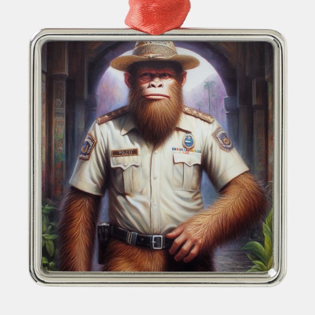 Bigfoot Policeman Ornament Aus Metall (Vorne)