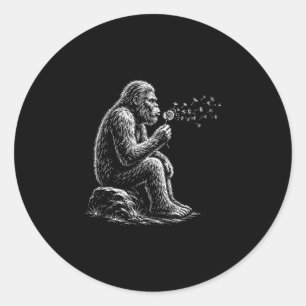 Bigfoot pustet Wünsche Löwenzahn Vintage Sasquatch Runder Aufkleber