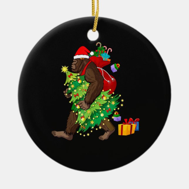 Bigfoot quattet durch den Schnee Weihnachtsbaum Keramik Ornament (Vorne)
