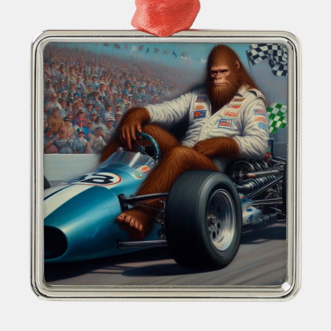 Bigfoot Racecar Ornament Aus Metall (Vorne)