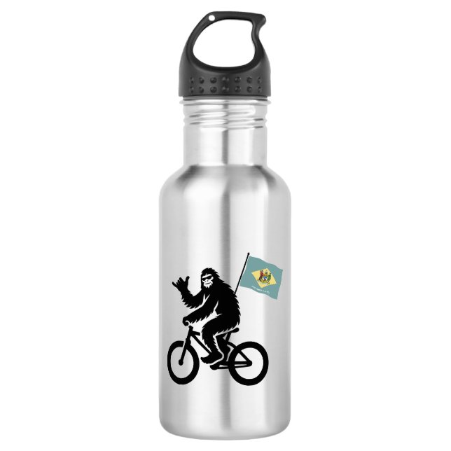 Bigfoot Radfahren Delaware-Flagge Edelstahlflasche (Vorderseite)