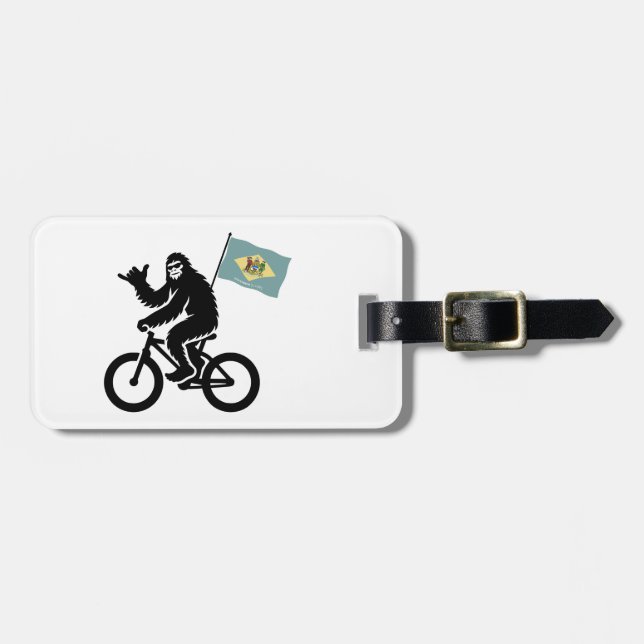 Bigfoot-Radfahren Delaware-Flagge Gepäckanhänger (Vorderseite horizontal)