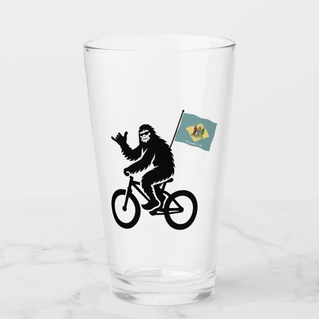 Bigfoot Radfahren Delaware-Flagge Glas (Vorderseite)