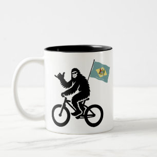 Bigfoot Radfahren Delaware-Flagge Zweifarbige Tasse