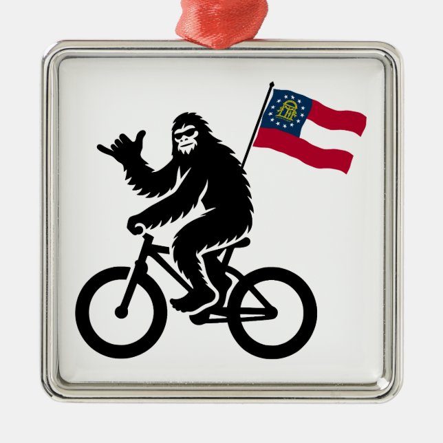 Bigfoot Radfahren georgische Flagge Ornament Aus Metall (Vorne)