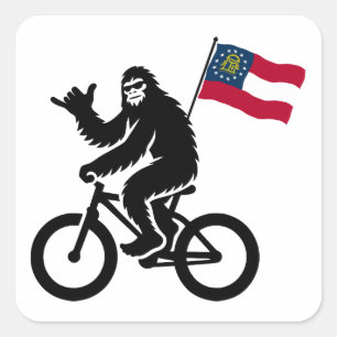 Bigfoot Radfahren georgische Flagge Quadratischer Aufkleber