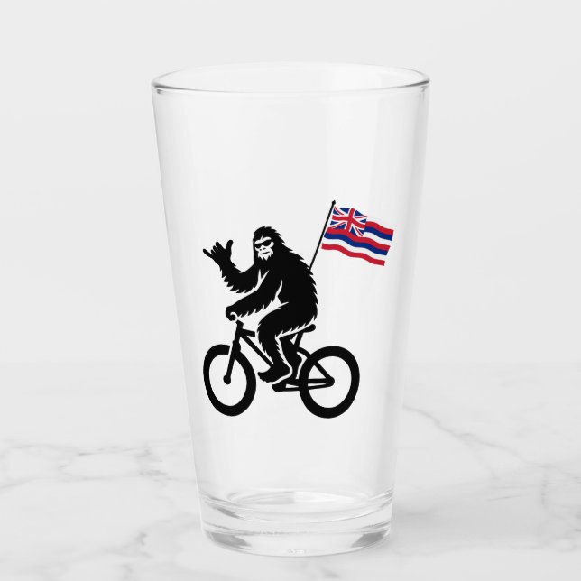 Bigfoot-Radfahren Hawaii-Flagge Glas (Vorderseite)