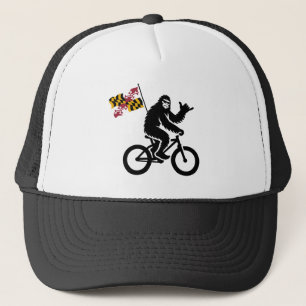 Bigfoot-Radfahren Maryland-Flagge Truckerkappe