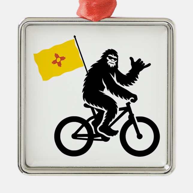 Bigfoot-Radfahren New Mexico-Flagge Ornament Aus Metall (Vorne)