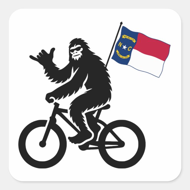 Bigfoot-Radfahren North Carolina-Flagge Quadratischer Aufkleber (Vorderseite)