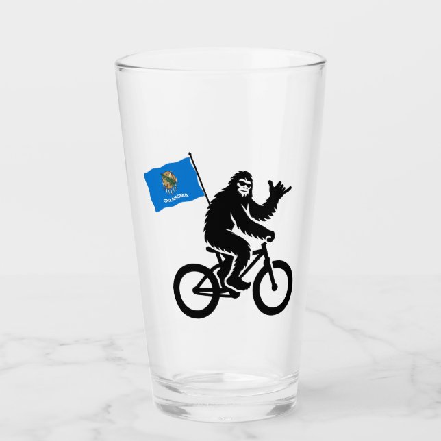 Bigfoot-Radfahren Oklahoma-Flagge Glas (Vorderseite)