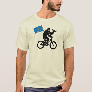Bigfoot-Radfahren Oklahoma-Flagge T-Shirt