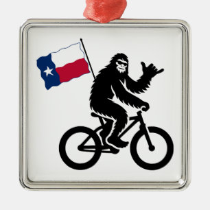 Bigfoot-Radfahren Texas-Flagge Ornament Aus Metall