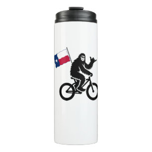 Bigfoot-Radfahren Texas-Flagge Thermosbecher
