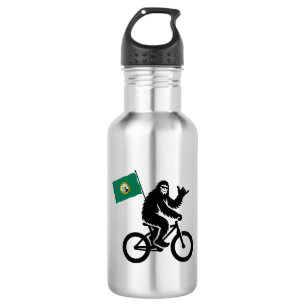 Bigfoot-Radfahren Washington-Flagge Edelstahlflasche