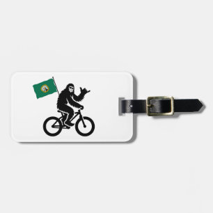 Bigfoot-Radfahren Washington-Flagge Gepäckanhänger