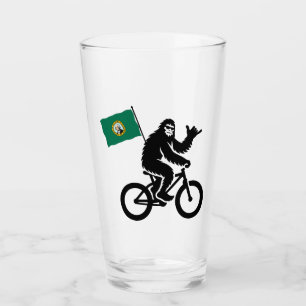 Bigfoot-Radfahren Washington-Flagge Glas
