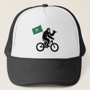 Bigfoot-Radfahren Washington-Flagge Truckerkappe