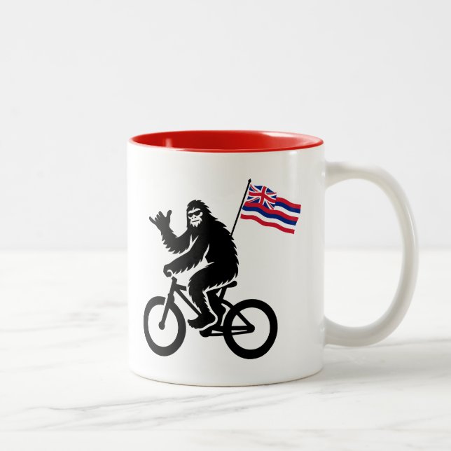 Bigfoot-Radfahrrad Hawaii-Flagge Zweifarbige Tasse (Rechts)