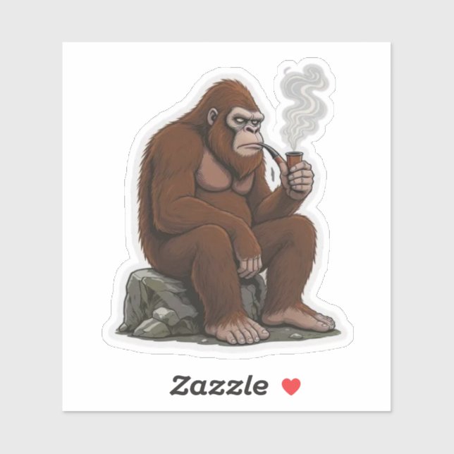 Bigfoot raucht eine Pfeife Aufkleber (Blatt)