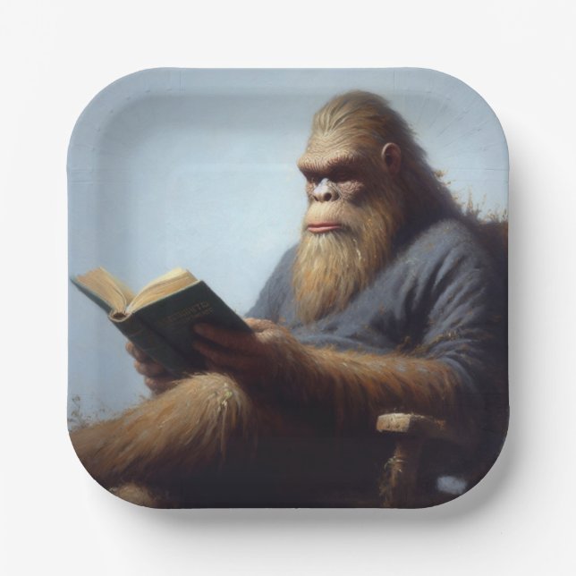 Bigfoot Reading Pappteller (Vorderseite)