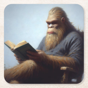 Bigfoot Reading Rechteckiger Pappuntersetzer