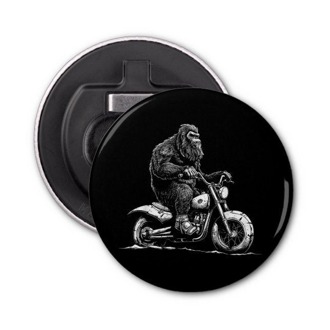 Bigfoot Reiten Ein Motorrad fahren Funny Sasquatch Flaschenöffner (Vorderseite)