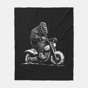 Bigfoot Reiten Ein Motorrad fahren Funny Sasquatch Fleecedecke