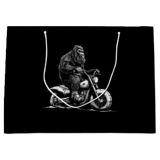 Bigfoot Reiten Ein Motorrad fahren Funny Sasquatch Große Geschenktüte