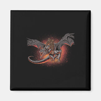Bigfoot Reiten eines Drachen Blick auf Außerirdisc Magnet