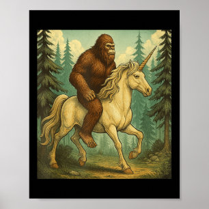 Bigfoot Reiten eines einsamen Shirts Männer Frauen Poster