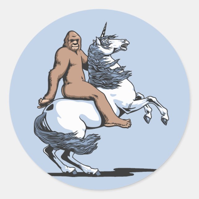 Bigfoot Reiten Runder Aufkleber (Vorderseite)