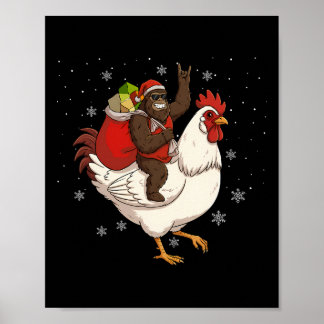 Bigfoot Reitender Hühnerhirsch Weihnachten Huhn Ch Poster
