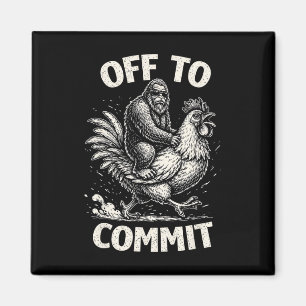 Bigfoot reitet auf einem Huhn, um einen lustigen S Magnet