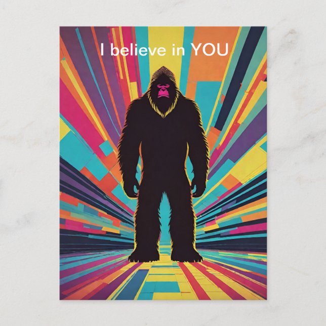 Bigfoot Retro Future Dimension Positive Nachricht Postkarte (Vorderseite)