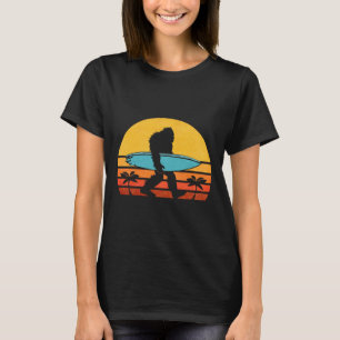 Bigfoot Retro Surfen , Tropischer Sasquatch Surfer T-Shirt