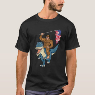 Bigfoot Riding Dinosaur T Rex Funny 4. Juli SA T-Shirt