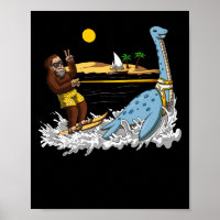 Bigfoot Riding Loch Ness Monster Funny Verschwörun